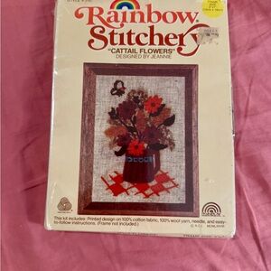 Vintage Rainbow Stitchery Cattail Flowers Embroidery kit